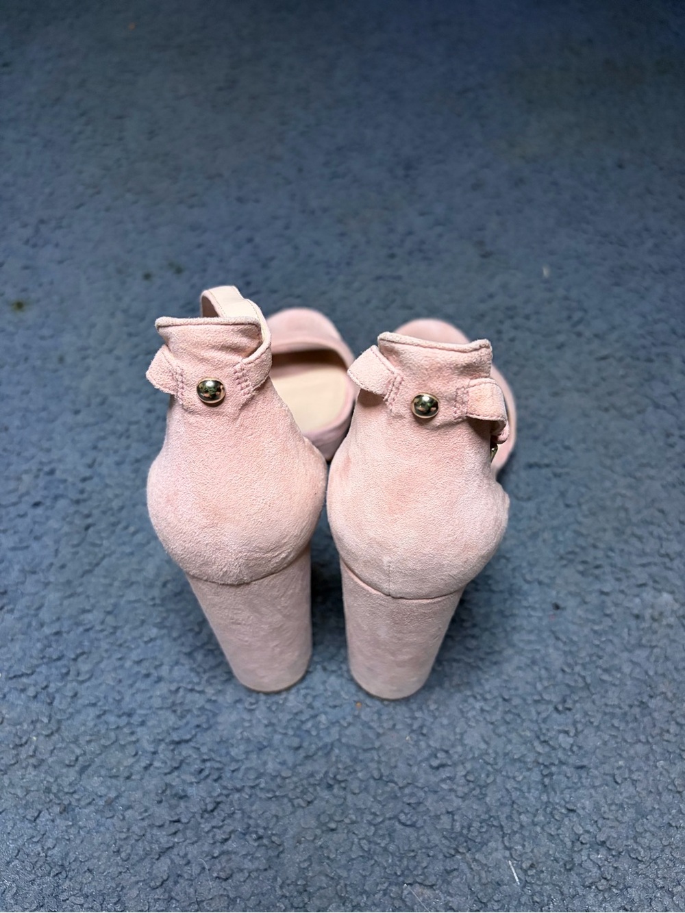 Nine West Women's Pink Suede Ankle-Strap Block Heel Sandals - Picture 4 of 4